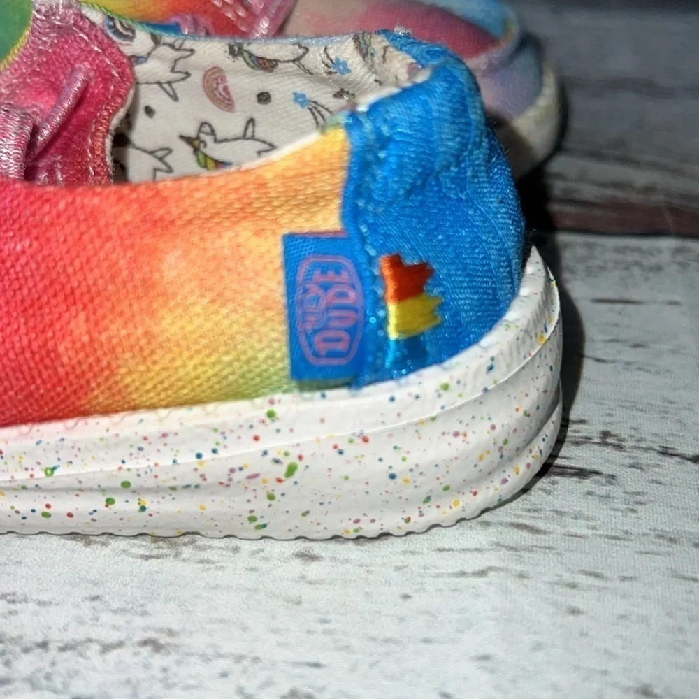 Heydude Girls Toddler Slip-On Shoes Unicorn Inside Multi Color Size K5.